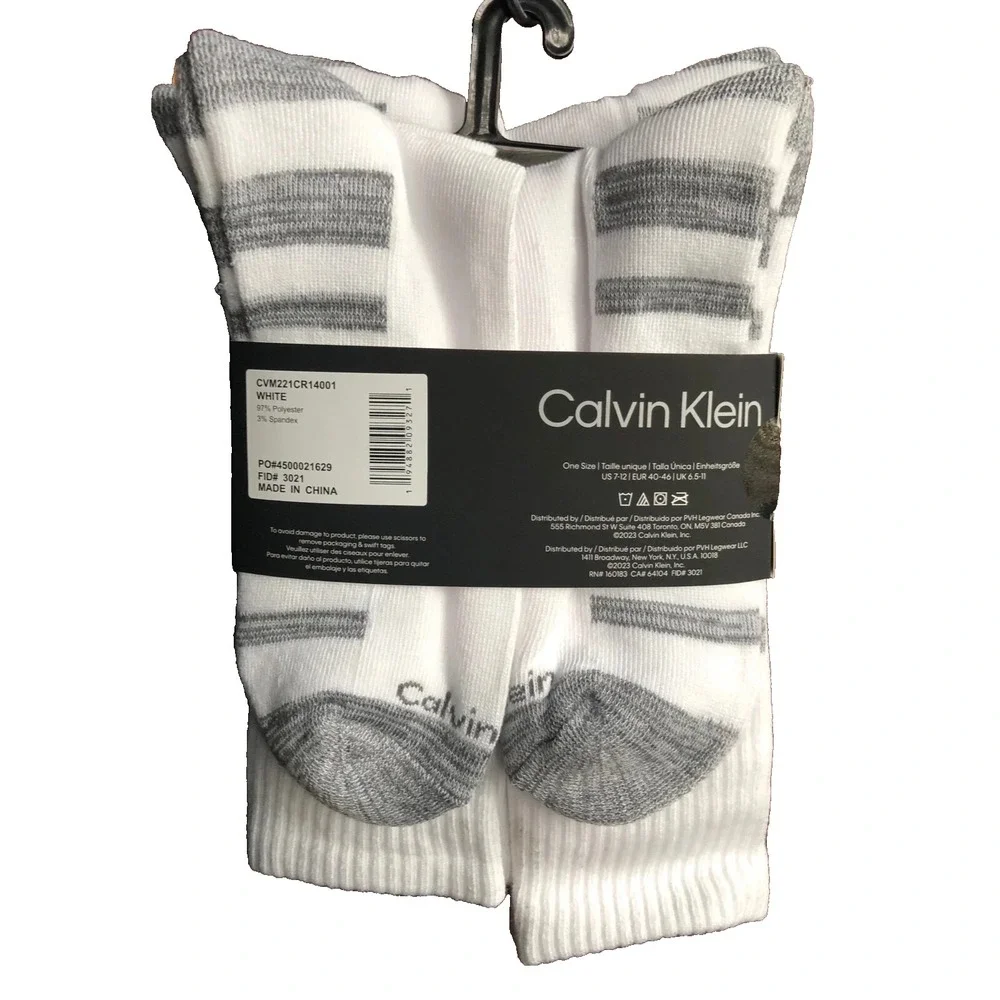 CK Crew MEN Socks Cushion 5-Pairs WHITE Size 7-12 White Calvin Klein‎ NEW